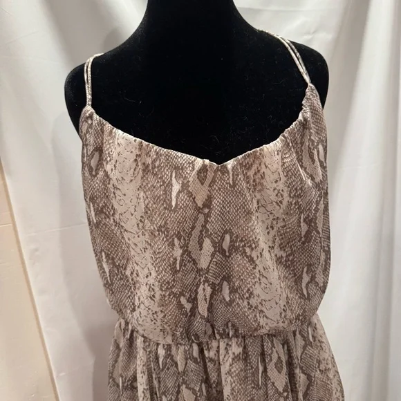 Banana Republic Snake Print Strappy Dress Size Medium Boho Grecian Flowy Sexy - Picture 2 of 6